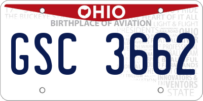 OH license plate GSC3662