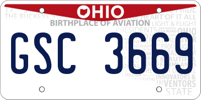 OH license plate GSC3669