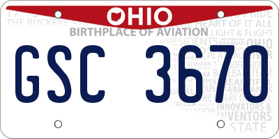 OH license plate GSC3670