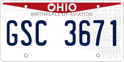 OH license plate GSC3671