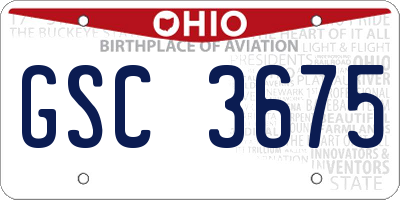 OH license plate GSC3675