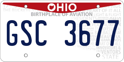 OH license plate GSC3677