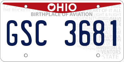 OH license plate GSC3681