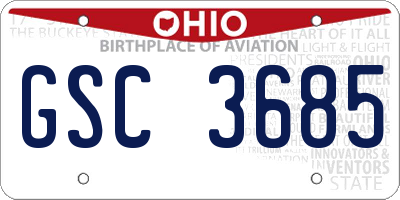 OH license plate GSC3685