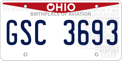 OH license plate GSC3693