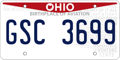 OH license plate GSC3699