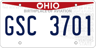 OH license plate GSC3701