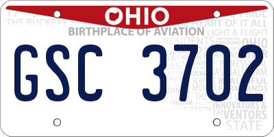 OH license plate GSC3702