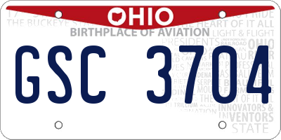 OH license plate GSC3704