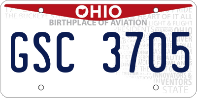 OH license plate GSC3705