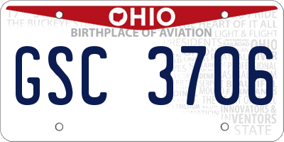 OH license plate GSC3706