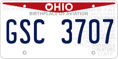 OH license plate GSC3707