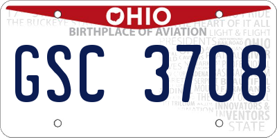 OH license plate GSC3708