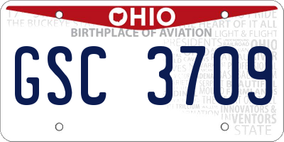 OH license plate GSC3709