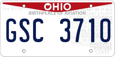 OH license plate GSC3710