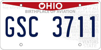 OH license plate GSC3711