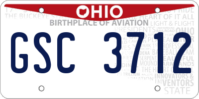 OH license plate GSC3712