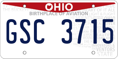 OH license plate GSC3715