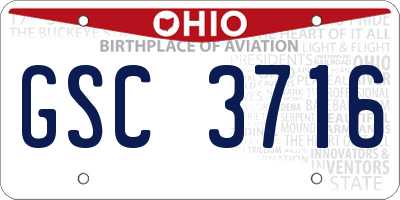 OH license plate GSC3716