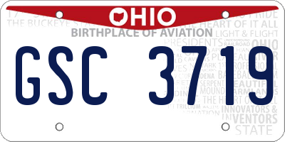 OH license plate GSC3719