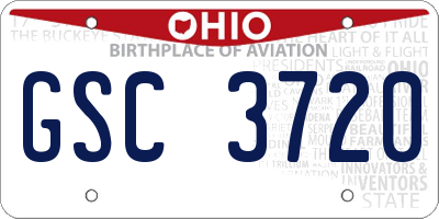 OH license plate GSC3720