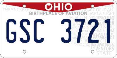 OH license plate GSC3721