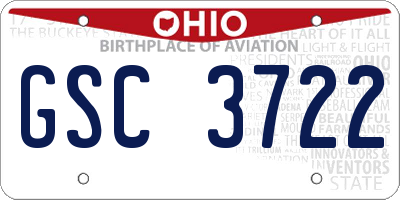 OH license plate GSC3722