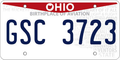 OH license plate GSC3723