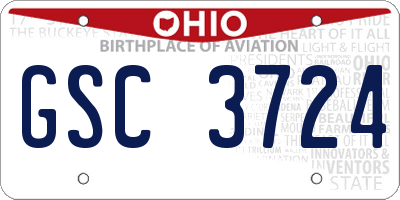 OH license plate GSC3724