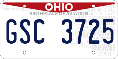 OH license plate GSC3725