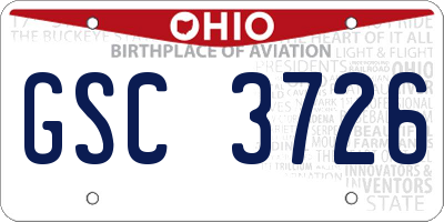 OH license plate GSC3726