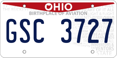 OH license plate GSC3727