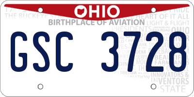 OH license plate GSC3728