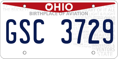 OH license plate GSC3729