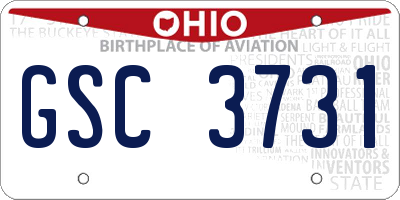 OH license plate GSC3731