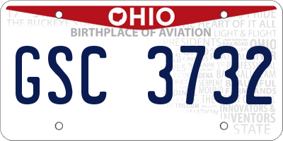 OH license plate GSC3732