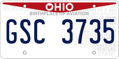 OH license plate GSC3735