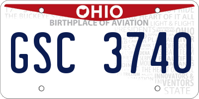 OH license plate GSC3740