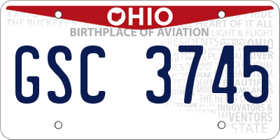 OH license plate GSC3745