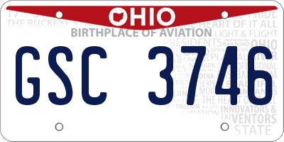 OH license plate GSC3746