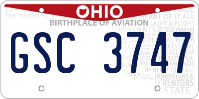 OH license plate GSC3747