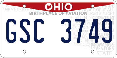 OH license plate GSC3749