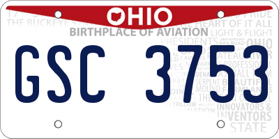 OH license plate GSC3753