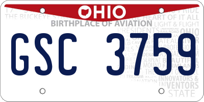 OH license plate GSC3759