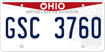 OH license plate GSC3760