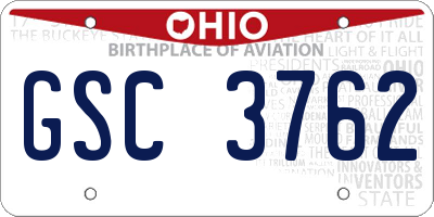 OH license plate GSC3762