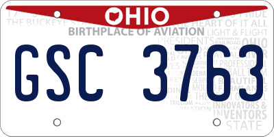 OH license plate GSC3763