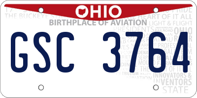 OH license plate GSC3764