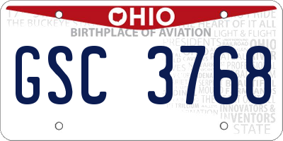 OH license plate GSC3768