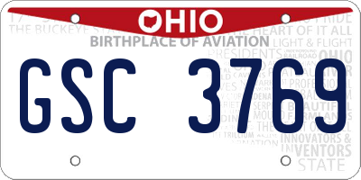 OH license plate GSC3769